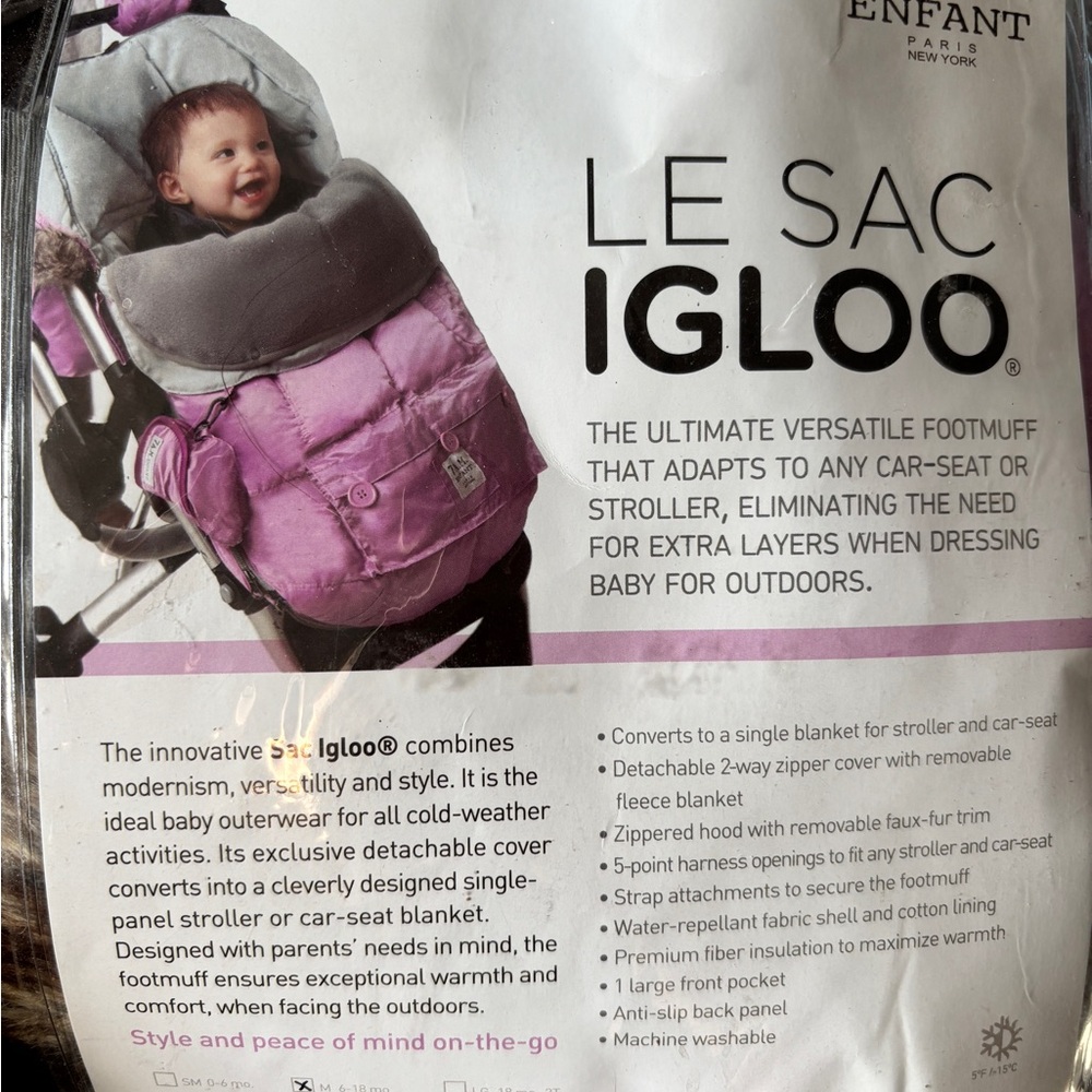 7am Enfant Le Sac Igloo Baby “Footmuff” in Pink and Gray